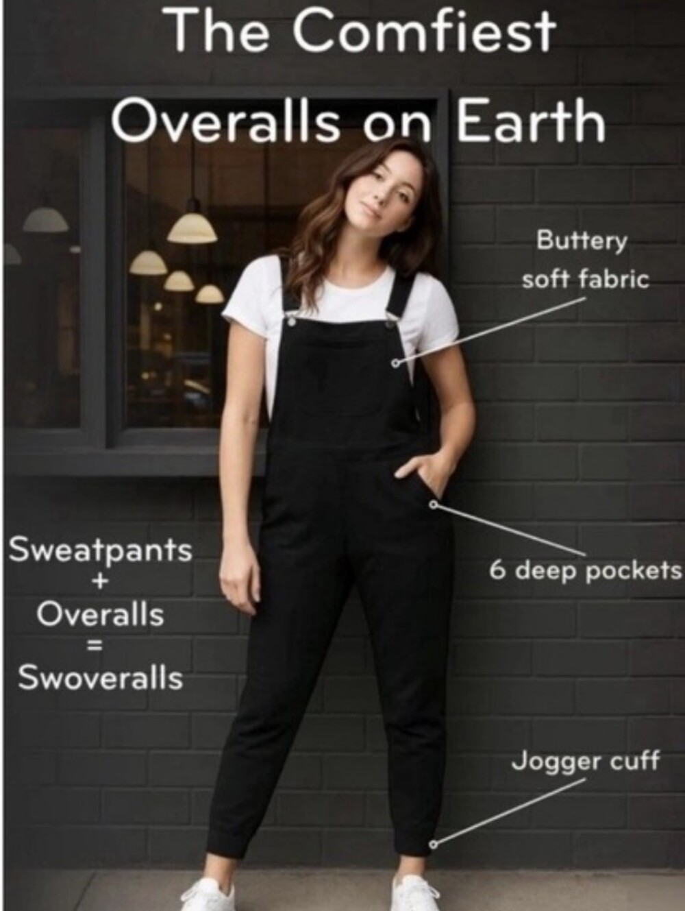 Swoveralls Brooklyn midnight Black Stretchy Overalls Women's Size XS